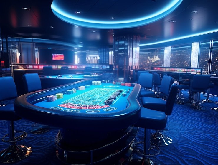 Ponsel menampilkan arena ikan digital